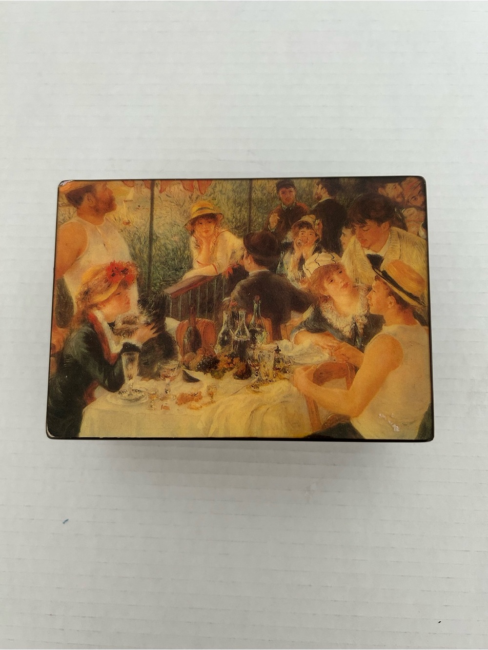 Vintage Painted Scene Decorative Trinket Box - Warm Tones